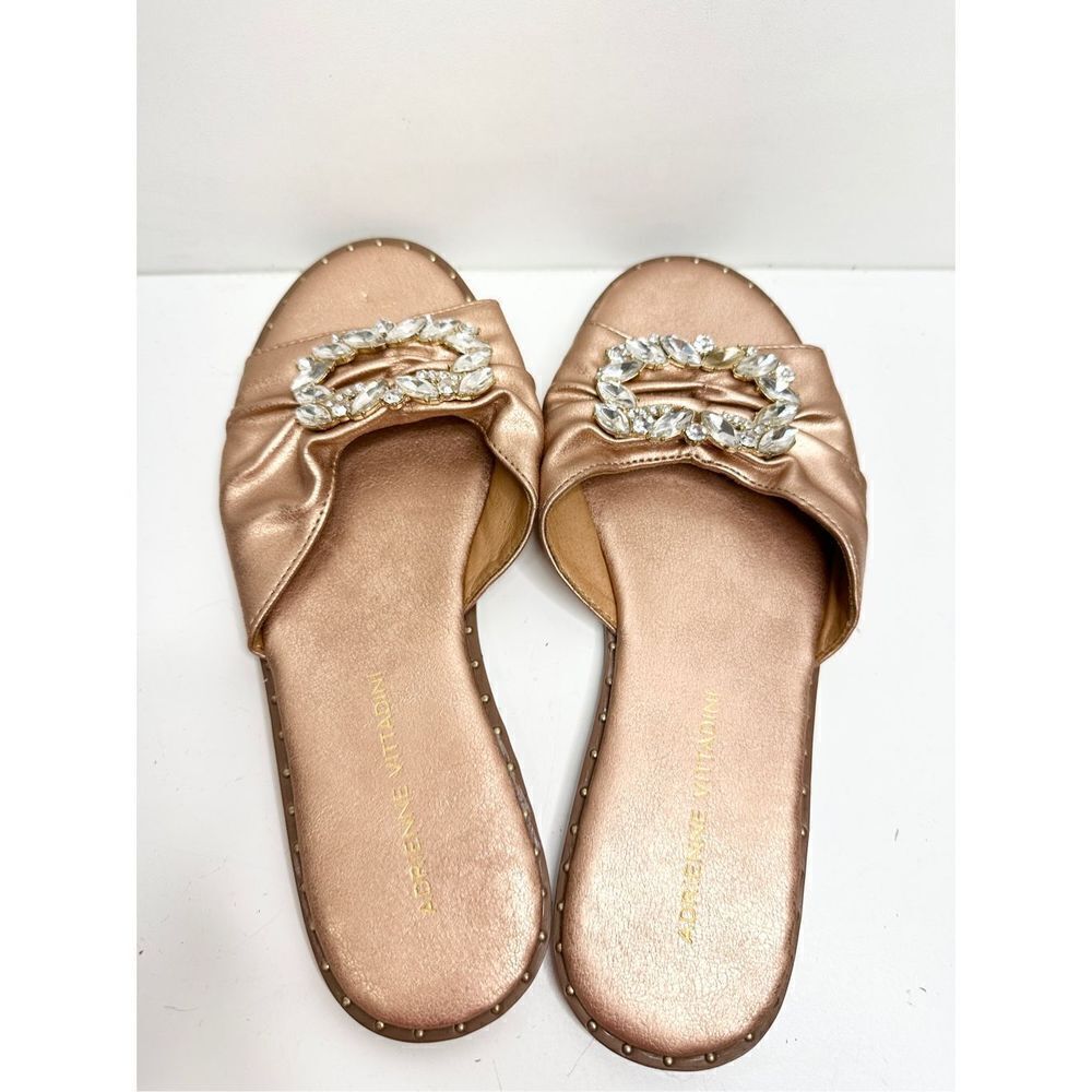 Adrianne Vittadini Sandals Womens Size 6.5 Rose Gold Leather Embellished - Picture 5 of 9